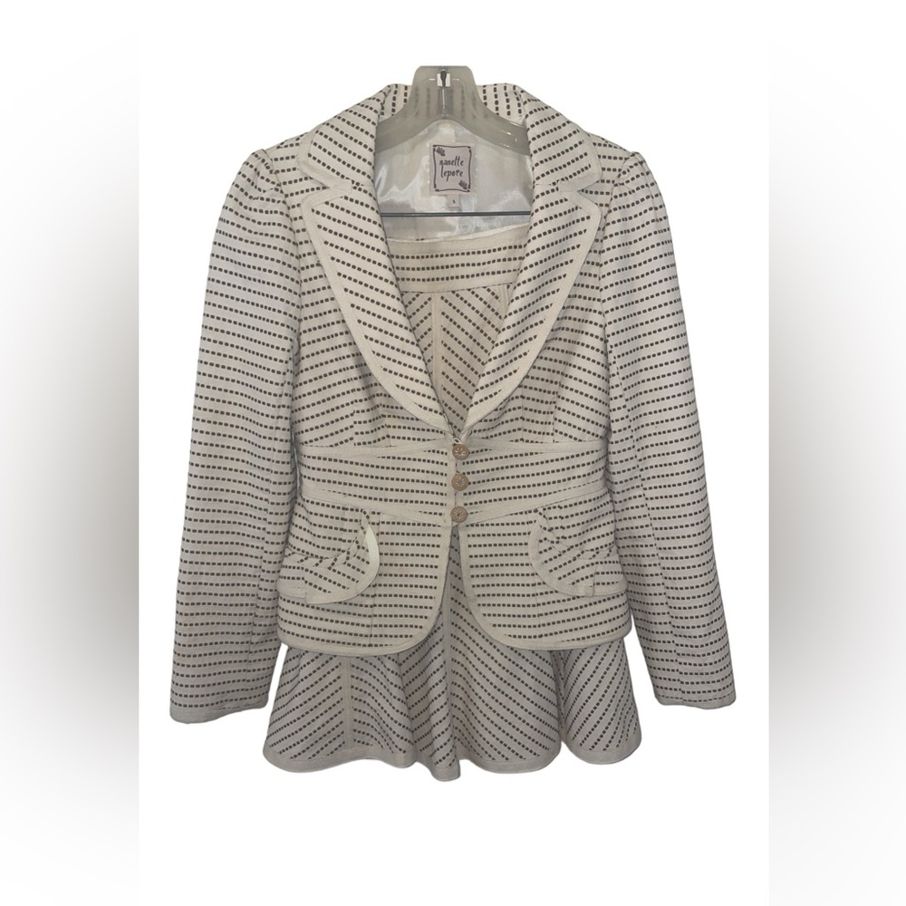 Nanette Lapore Cream|Brown Dot Suit Set